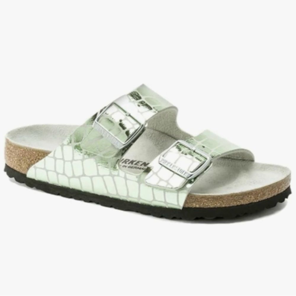 Birkenstock Unisex Arizona In Gator Gleam Ocean Breeze Sandals Sz 40/ US Sz 9